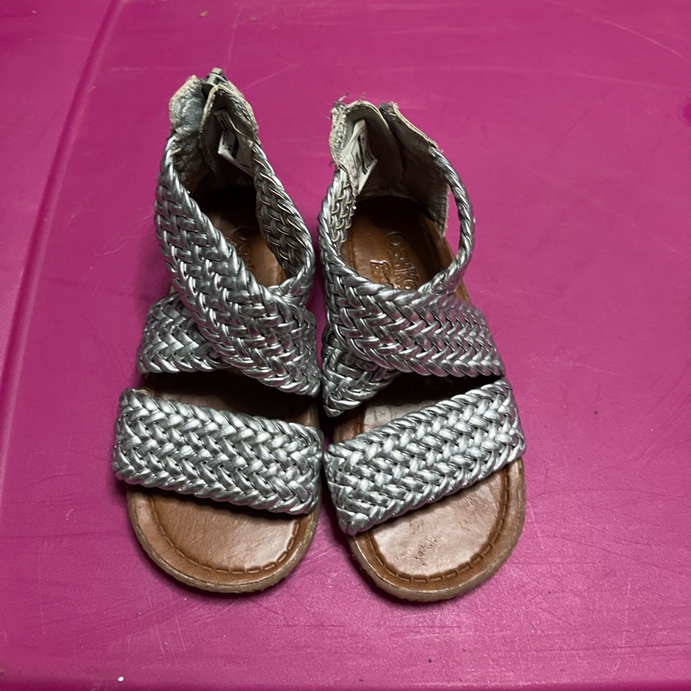 OshKosh B'gosh Silver and Brown Sandals with Woven Texture